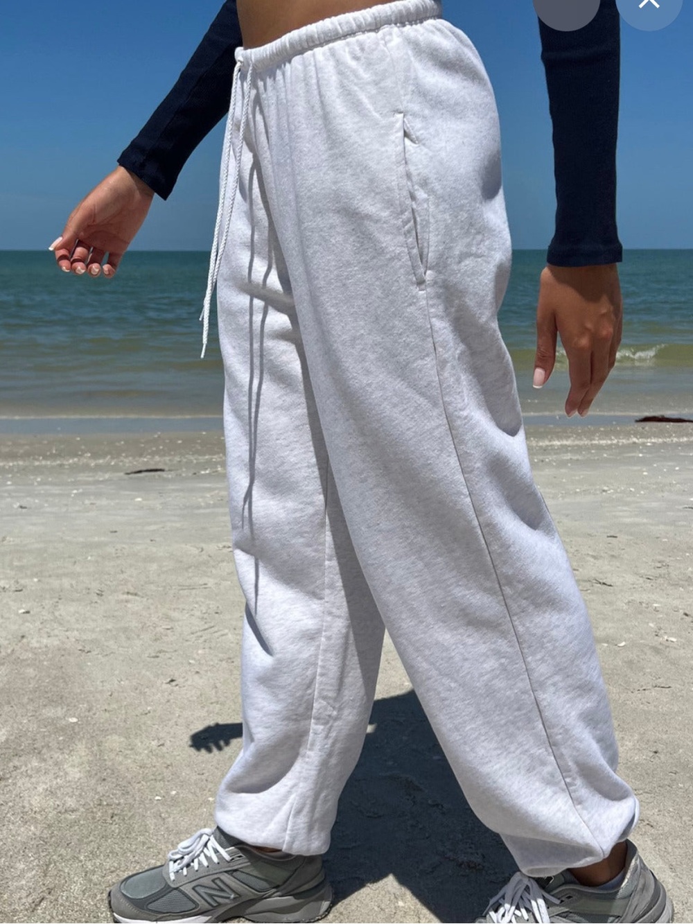 Brandy Melville White Cozy Fleece Joggers